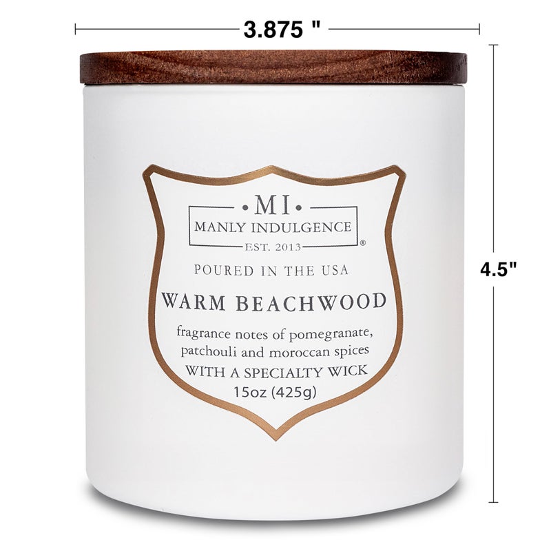 Manly Indulgence Warm Beachwood Scented Candles for Men, 15 oz Wooden Wick, Premium Soy Blend Wax, 60H Burn, Candles for Home Scented - Made in The USA - Image 5